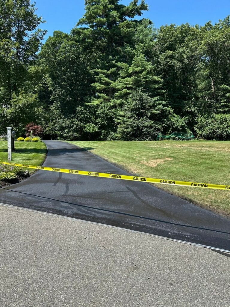 Residential Driveway Sealcoating and Crack Filling in Stow, Massachusetts